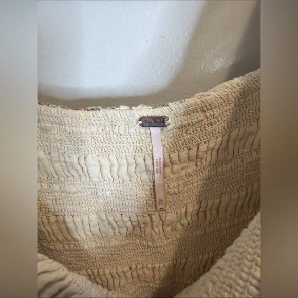 Free People Printed Oasis Shirred Smocked Square Neck Midi Dress - Picture 6 of 7